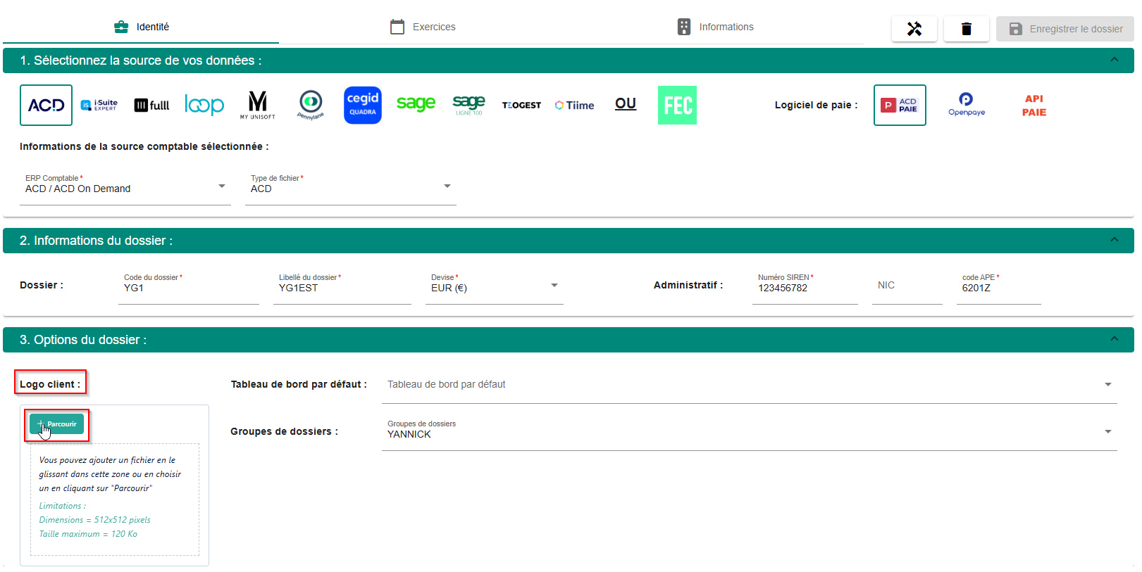 Insérer le logo client